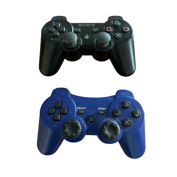 Set of 2:1-OEM Sony PlayStation 3 Controller CECH-ZC1U PS3 Blk &1-Bek Design Blu - Picture 2 of 10